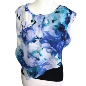 APT9 BLUE, WHITE & BLACK PULLOVER SLEEVELESS TOP SIZE PETITE EXTRA SMALL PXS